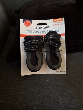 Top Paw Dog Boots Size Medium Black and Gray Outdoor Boots - 4 Pack